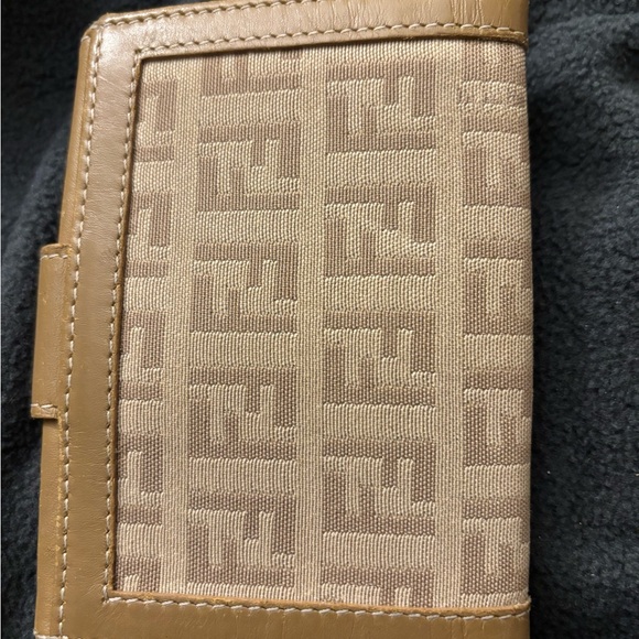 Fendi Zucchino Compact Wallet leather /canvas beige card holder wallet - Picture 3 of 15